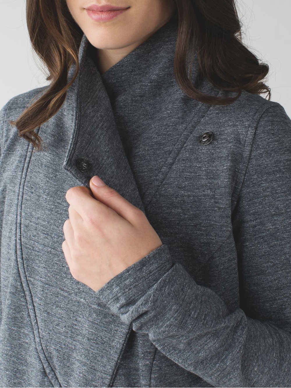 Lululemon That's A Wrap Sweater Snap Buttons sz 4 Grey with Pockets - Picture 6 of 14
